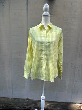 Lands' End Citrus Yellow Gingham Button-Down Shirt
